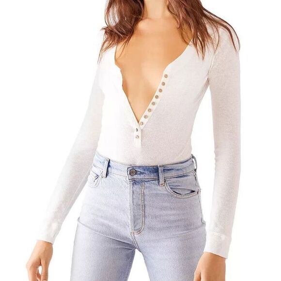 Intimately Free People OB1185372 Women's Sz XS Ivory Dylan Thermal L/S Bodysuit - Picture 7 of 8